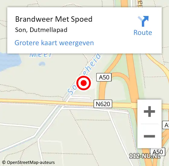 Locatie op kaart van de 112 melding: Brandweer Met Spoed Naar Son, Dutmellapad op 3 september 2022 08:59