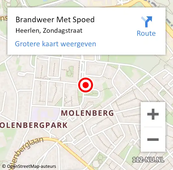 Locatie op kaart van de 112 melding: Brandweer Met Spoed Naar Heerlen, Zondagstraat op 3 september 2022 09:30