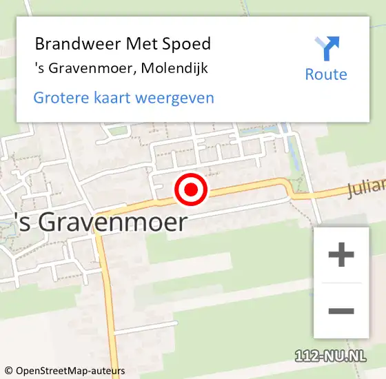 Locatie op kaart van de 112 melding: Brandweer Met Spoed Naar 's Gravenmoer, Molendijk op 3 september 2022 09:42