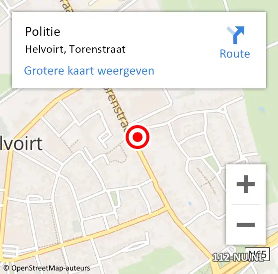 Locatie op kaart van de 112 melding: Politie Helvoirt, Torenstraat op 3 september 2022 10:06