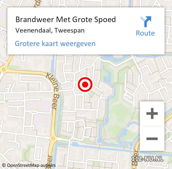 Locatie op kaart van de 112 melding: Brandweer Met Grote Spoed Naar Veenendaal, Tweespan op 3 september 2022 10:23