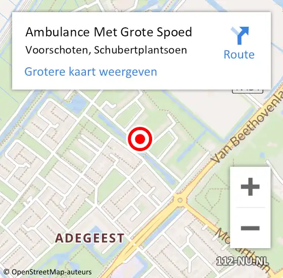 Locatie op kaart van de 112 melding: Ambulance Met Grote Spoed Naar Voorschoten, Schubertplantsoen op 3 september 2022 10:41