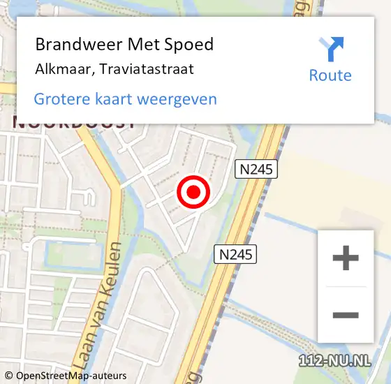 Locatie op kaart van de 112 melding: Brandweer Met Spoed Naar Alkmaar, Traviatastraat op 3 september 2022 11:00