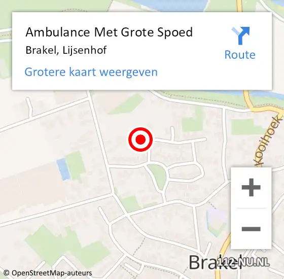 Locatie op kaart van de 112 melding: Ambulance Met Grote Spoed Naar Brakel, Lijsenhof op 3 september 2022 11:03