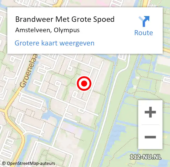 Locatie op kaart van de 112 melding: Brandweer Met Grote Spoed Naar Amstelveen, Olympus op 3 september 2022 11:31