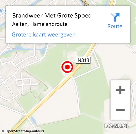 Locatie op kaart van de 112 melding: Brandweer Met Grote Spoed Naar Aalten, Hamelandroute op 3 september 2022 11:50