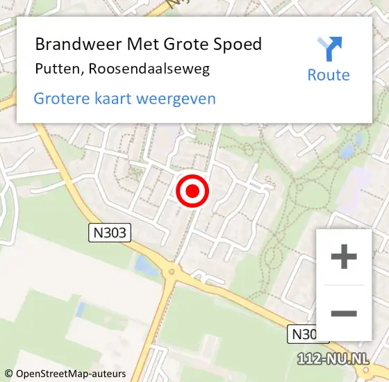 Locatie op kaart van de 112 melding: Brandweer Met Grote Spoed Naar Putten, Roosendaalseweg op 3 september 2022 11:51