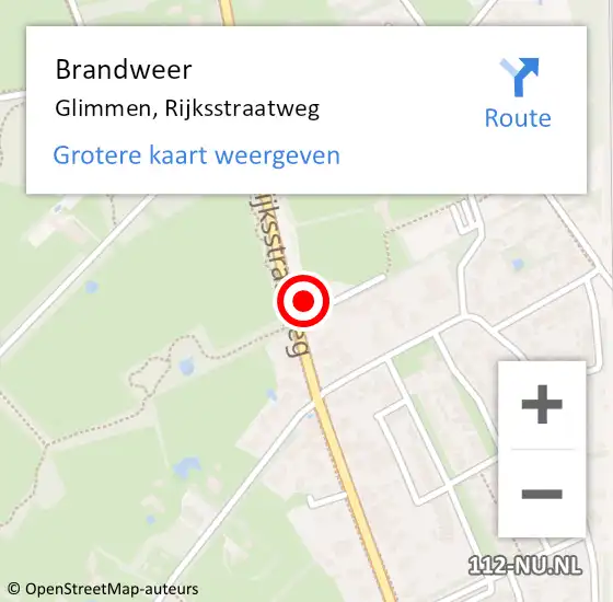 Locatie op kaart van de 112 melding: Brandweer Glimmen, Rijksstraatweg op 3 september 2022 11:56