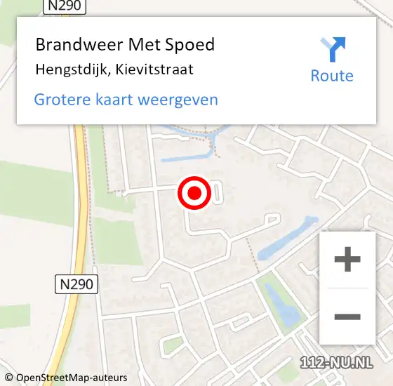 Locatie op kaart van de 112 melding: Brandweer Met Spoed Naar Hengstdijk, Kievitstraat op 3 september 2022 11:58