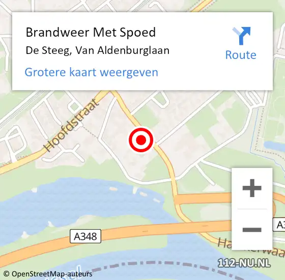 Locatie op kaart van de 112 melding: Brandweer Met Spoed Naar De Steeg, Van Aldenburglaan op 3 september 2022 11:59