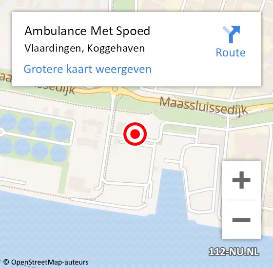 Locatie op kaart van de 112 melding: Ambulance Met Spoed Naar Vlaardingen, Koggehaven op 3 september 2022 12:06