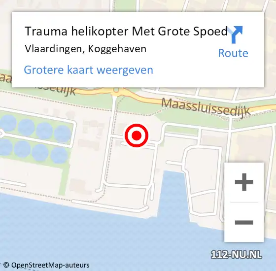 Locatie op kaart van de 112 melding: Trauma helikopter Met Grote Spoed Naar Vlaardingen, Koggehaven op 3 september 2022 12:10