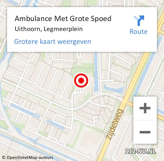 Locatie op kaart van de 112 melding: Ambulance Met Grote Spoed Naar Uithoorn, Legmeerplein op 3 september 2022 12:48