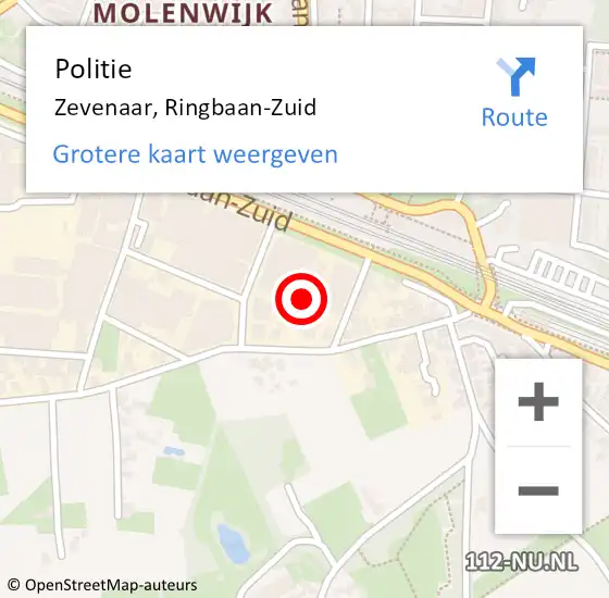 Locatie op kaart van de 112 melding: Politie Zevenaar, Ringbaan-Zuid op 3 september 2022 12:54