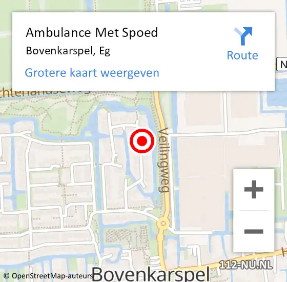 Locatie op kaart van de 112 melding: Ambulance Met Spoed Naar Bovenkarspel, Eg op 3 september 2022 12:58