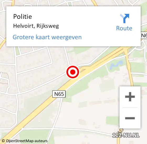 Locatie op kaart van de 112 melding: Politie Helvoirt, Rijksweg op 3 september 2022 13:22