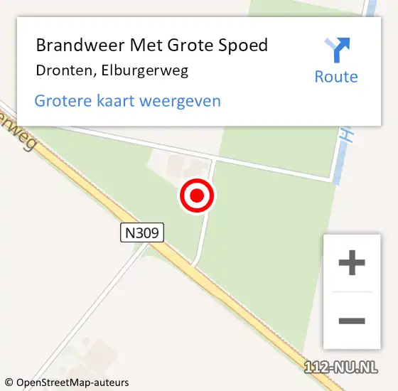 Locatie op kaart van de 112 melding: Brandweer Met Grote Spoed Naar Dronten, Elburgerweg op 3 september 2022 13:34