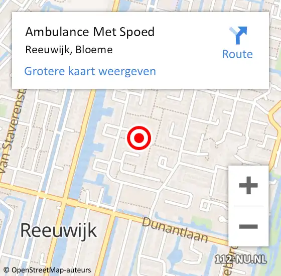 Locatie op kaart van de 112 melding: Ambulance Met Spoed Naar Reeuwijk, Bloeme op 3 september 2022 13:44