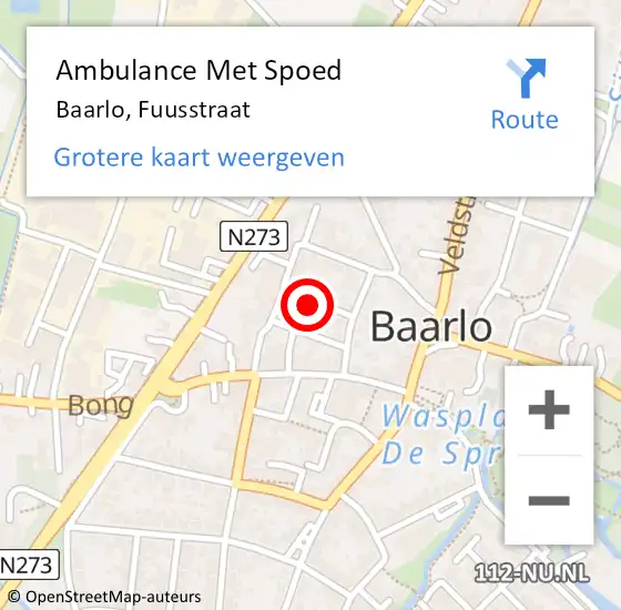 Locatie op kaart van de 112 melding: Ambulance Met Spoed Naar Baarlo, Fuusstraat op 28 juli 2014 12:39