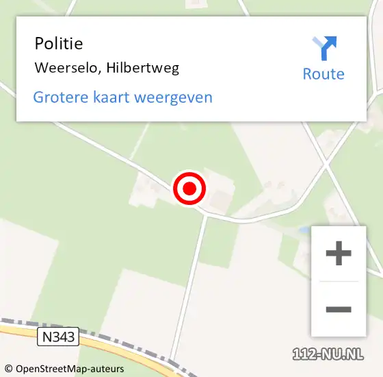 Locatie op kaart van de 112 melding: Politie Weerselo, Hilbertweg op 3 september 2022 14:17