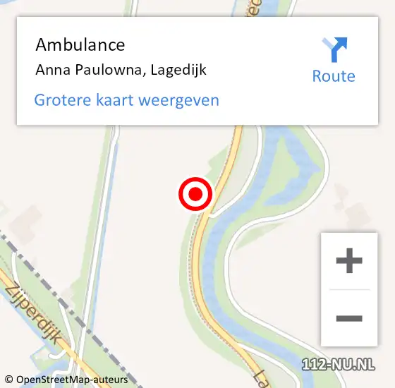 Locatie op kaart van de 112 melding: Ambulance Anna Paulowna, Lagedijk op 3 september 2022 14:17