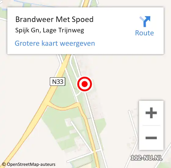 Locatie op kaart van de 112 melding: Brandweer Met Spoed Naar Spijk Gn, Lage Trijnweg op 3 september 2022 14:23