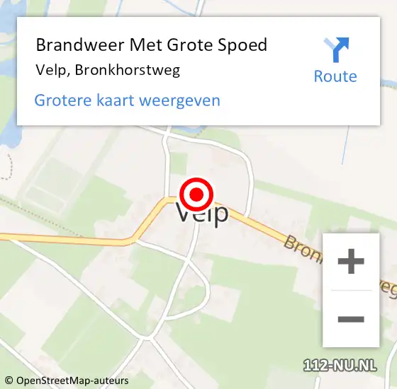 Locatie op kaart van de 112 melding: Brandweer Met Grote Spoed Naar Velp, Bronkhorstweg op 3 september 2022 14:24