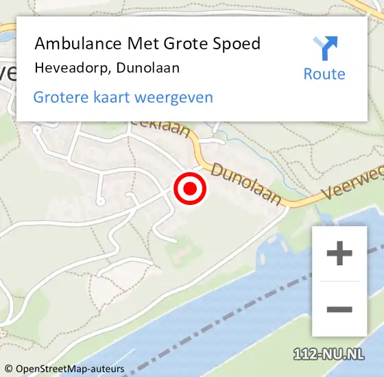 Locatie op kaart van de 112 melding: Ambulance Met Grote Spoed Naar Heveadorp, Dunolaan op 3 september 2022 14:28