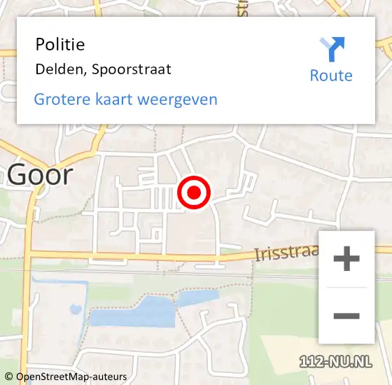 Locatie op kaart van de 112 melding: Politie Delden, Spoorstraat op 3 september 2022 14:36