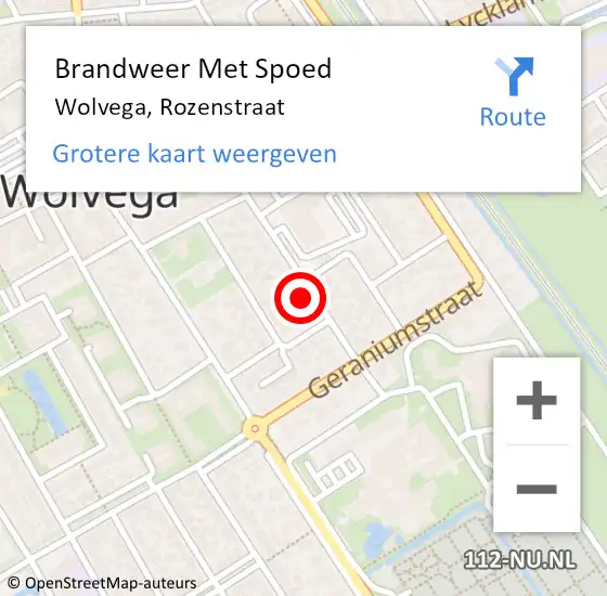 Locatie op kaart van de 112 melding: Brandweer Met Spoed Naar Wolvega, Rozenstraat op 3 september 2022 15:05
