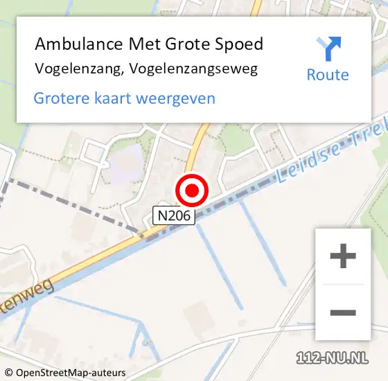 Locatie op kaart van de 112 melding: Ambulance Met Grote Spoed Naar Vogelenzang, Vogelenzangseweg op 3 september 2022 15:10
