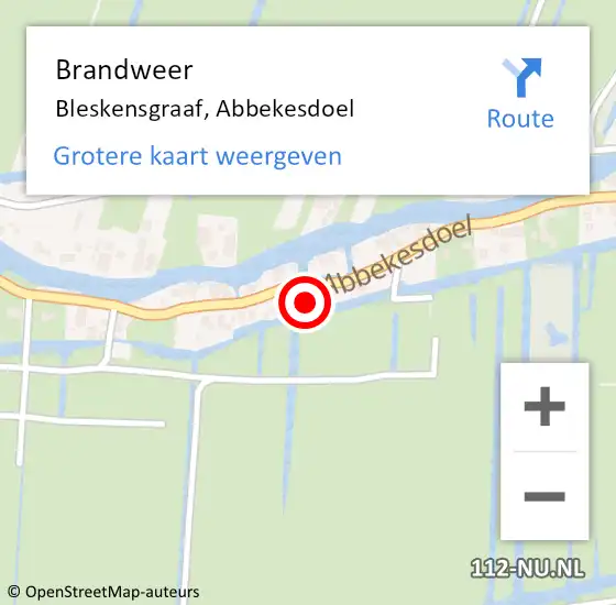 Locatie op kaart van de 112 melding: Brandweer Bleskensgraaf, Abbekesdoel op 3 september 2022 15:16