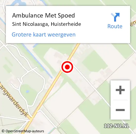 Locatie op kaart van de 112 melding: Ambulance Met Spoed Naar Sint Nicolaasga, Huisterheide op 3 september 2022 15:19