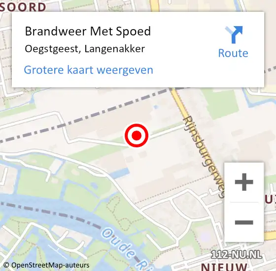 Locatie op kaart van de 112 melding: Brandweer Met Spoed Naar Oegstgeest, Langenakker op 3 september 2022 15:25