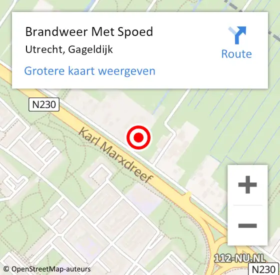 Locatie op kaart van de 112 melding: Brandweer Met Spoed Naar Utrecht, Gageldijk op 3 september 2022 15:35