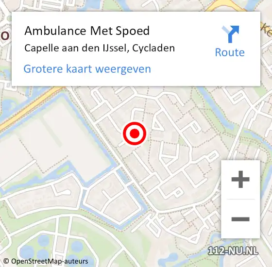 Locatie op kaart van de 112 melding: Ambulance Met Spoed Naar Capelle aan den IJssel, Cycladen op 3 september 2022 15:36