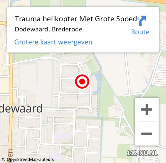 Locatie op kaart van de 112 melding: Trauma helikopter Met Grote Spoed Naar Dodewaard, Brederode op 3 september 2022 15:40