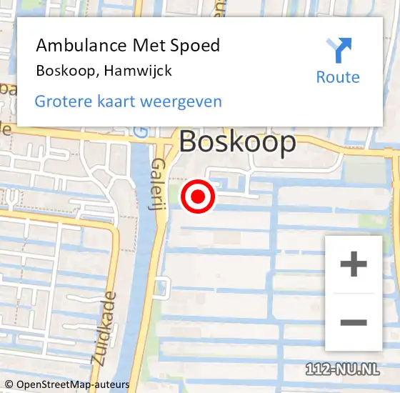 Locatie op kaart van de 112 melding: Ambulance Met Spoed Naar Boskoop, Hamwijck op 3 september 2022 16:22