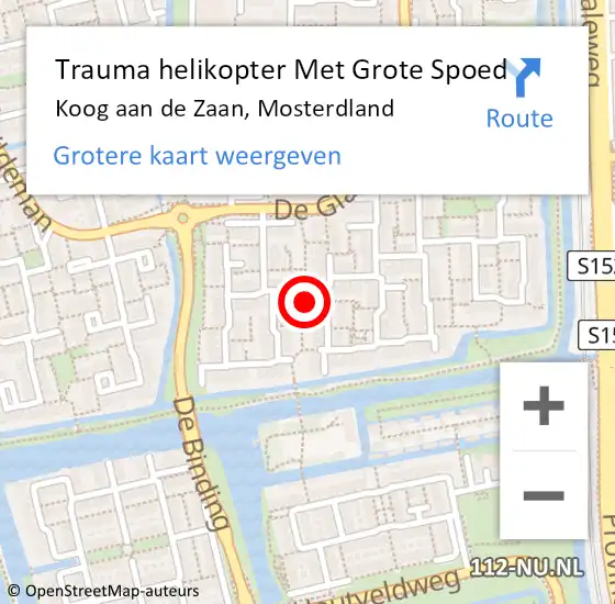 Locatie op kaart van de 112 melding: Trauma helikopter Met Grote Spoed Naar Koog aan de Zaan, Mosterdland op 3 september 2022 16:28