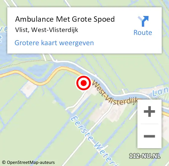 Locatie op kaart van de 112 melding: Ambulance Met Grote Spoed Naar Vlist, West-Vlisterdijk op 3 september 2022 16:54
