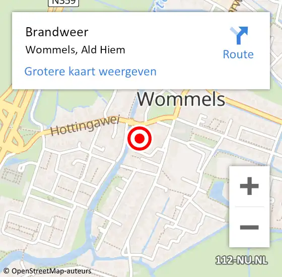 Locatie op kaart van de 112 melding: Brandweer Wommels, Ald Hiem op 9 oktober 2013 19:33