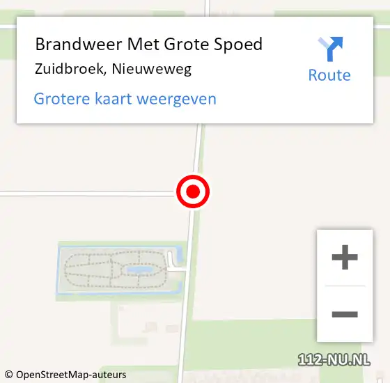 Locatie op kaart van de 112 melding: Brandweer Met Grote Spoed Naar Zuidbroek, Nieuweweg op 3 september 2022 16:58