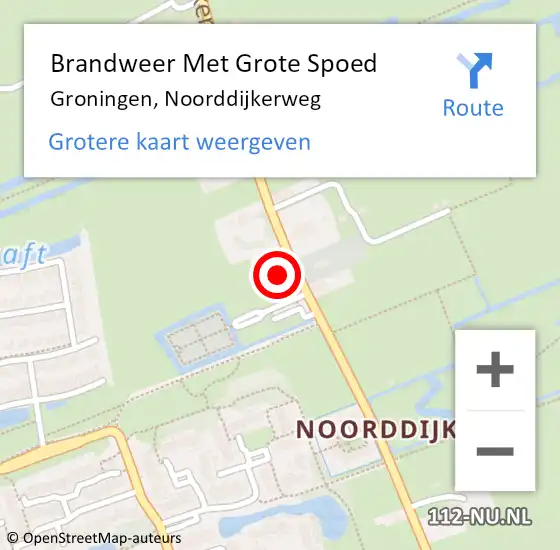 Locatie op kaart van de 112 melding: Brandweer Met Grote Spoed Naar Groningen, Noorddijkerweg op 3 september 2022 17:50