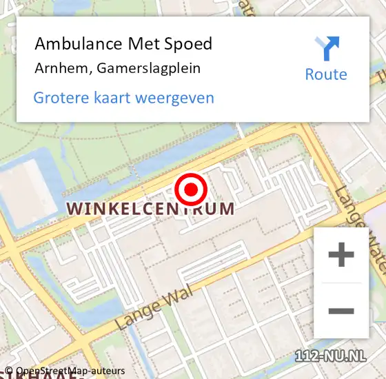 Locatie op kaart van de 112 melding: Ambulance Met Spoed Naar Arnhem, Gamerslagplein op 3 september 2022 17:54