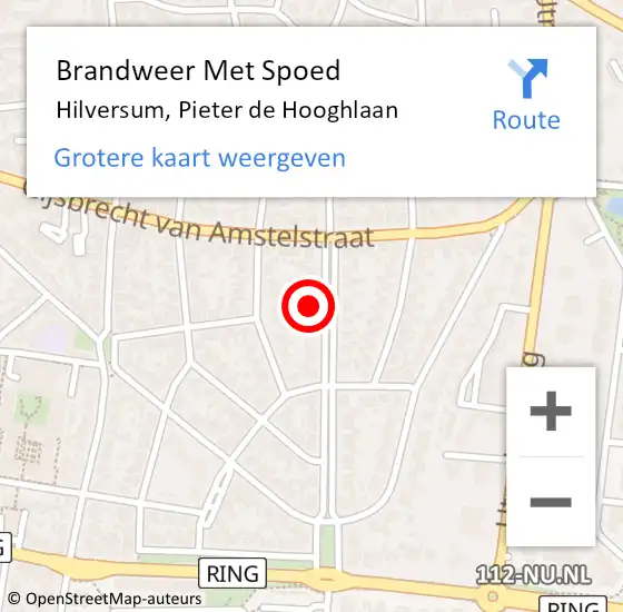 Locatie op kaart van de 112 melding: Brandweer Met Spoed Naar Hilversum, Pieter de Hooghlaan op 3 september 2022 18:13