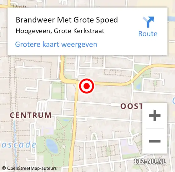 Locatie op kaart van de 112 melding: Brandweer Met Grote Spoed Naar Hoogeveen, Grote Kerkstraat op 3 september 2022 18:23