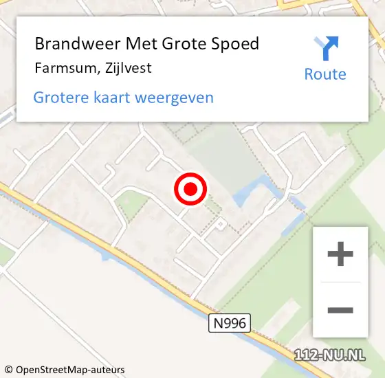 Locatie op kaart van de 112 melding: Brandweer Met Grote Spoed Naar Farmsum, Zijlvest op 3 september 2022 18:41