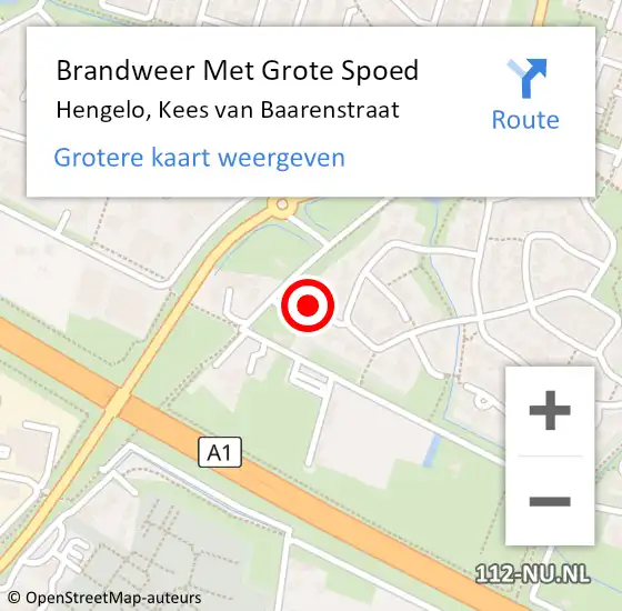 Locatie op kaart van de 112 melding: Brandweer Met Grote Spoed Naar Hengelo, Kees van Baarenstraat op 3 september 2022 18:45