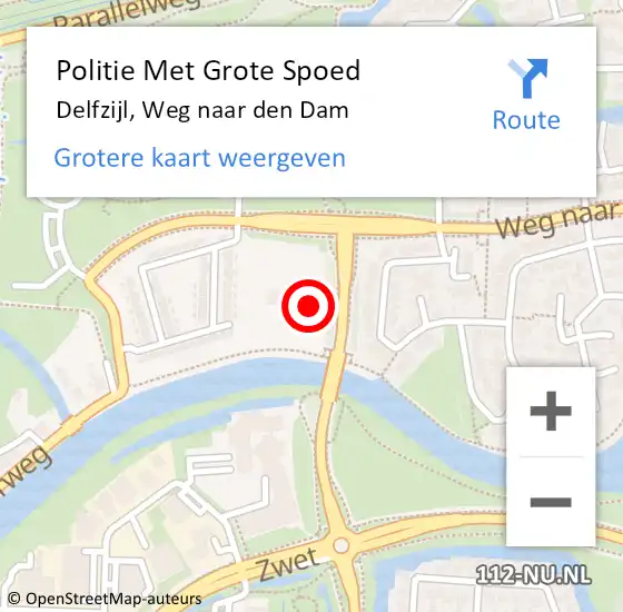 Locatie op kaart van de 112 melding: Politie Met Grote Spoed Naar Delfzijl, Weg naar den Dam op 3 september 2022 18:50