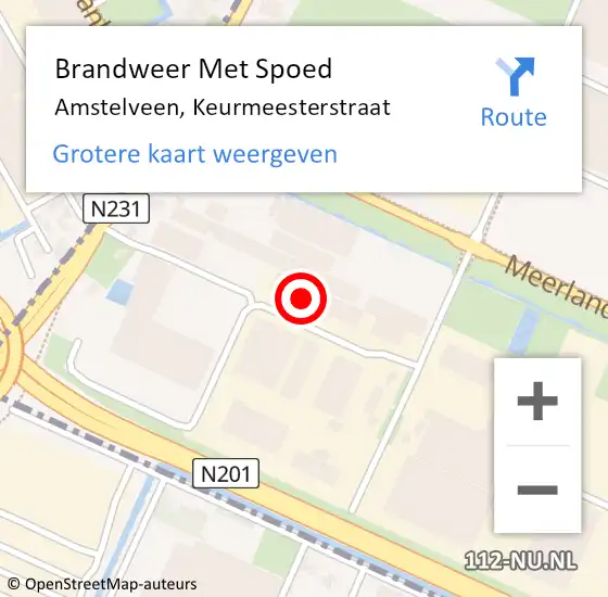 Locatie op kaart van de 112 melding: Brandweer Met Spoed Naar Amstelveen, Keurmeesterstraat op 3 september 2022 19:03